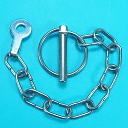 8mm Lynch Pin & Chain - Stainless Steel - fitted with Tab Washer